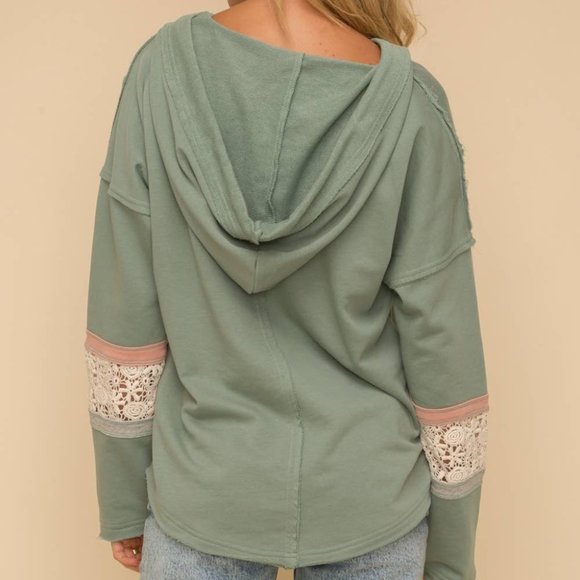 Lace French Terry Hoodie - Picture 2 of 4